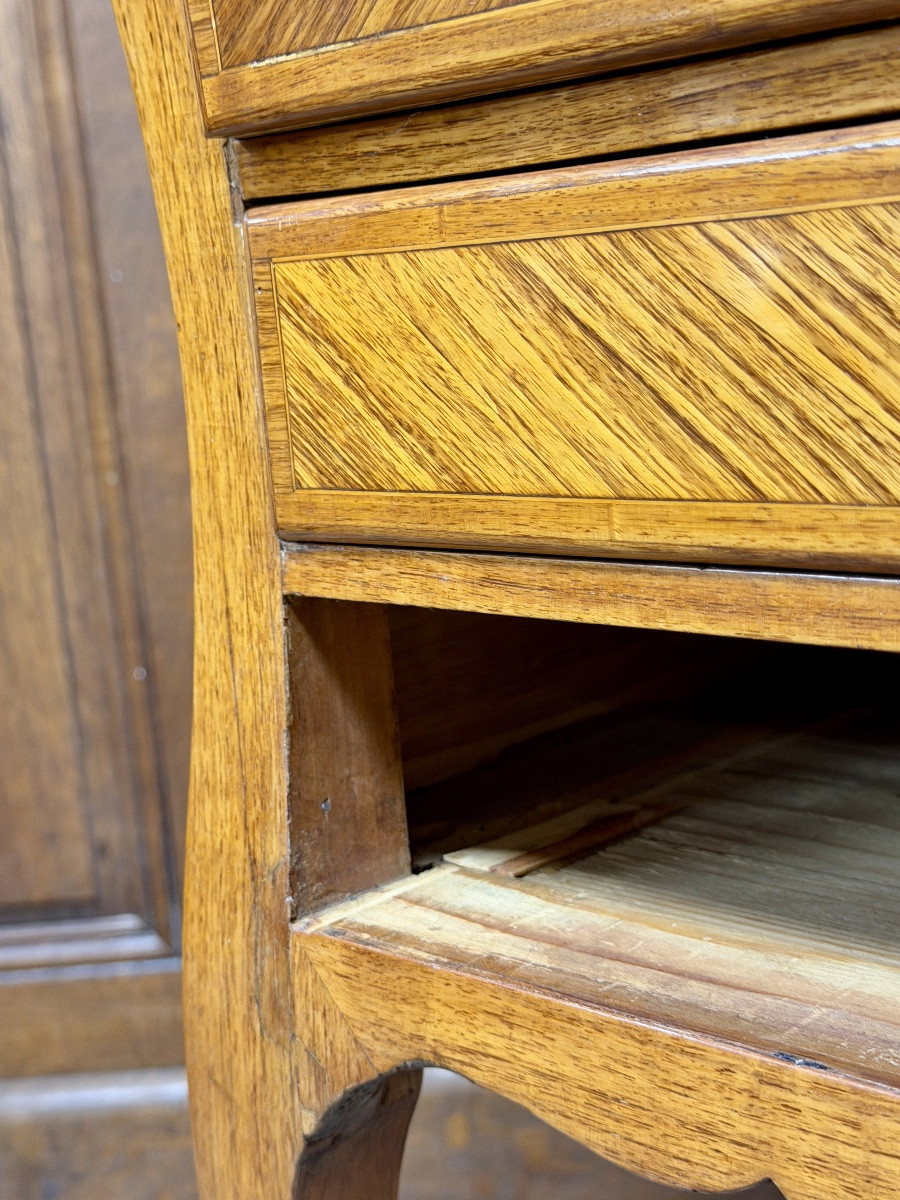 Table de salon ou chiffonnière en marqueterie d’époque Louis XV. XVIIIème siècle -photo-5