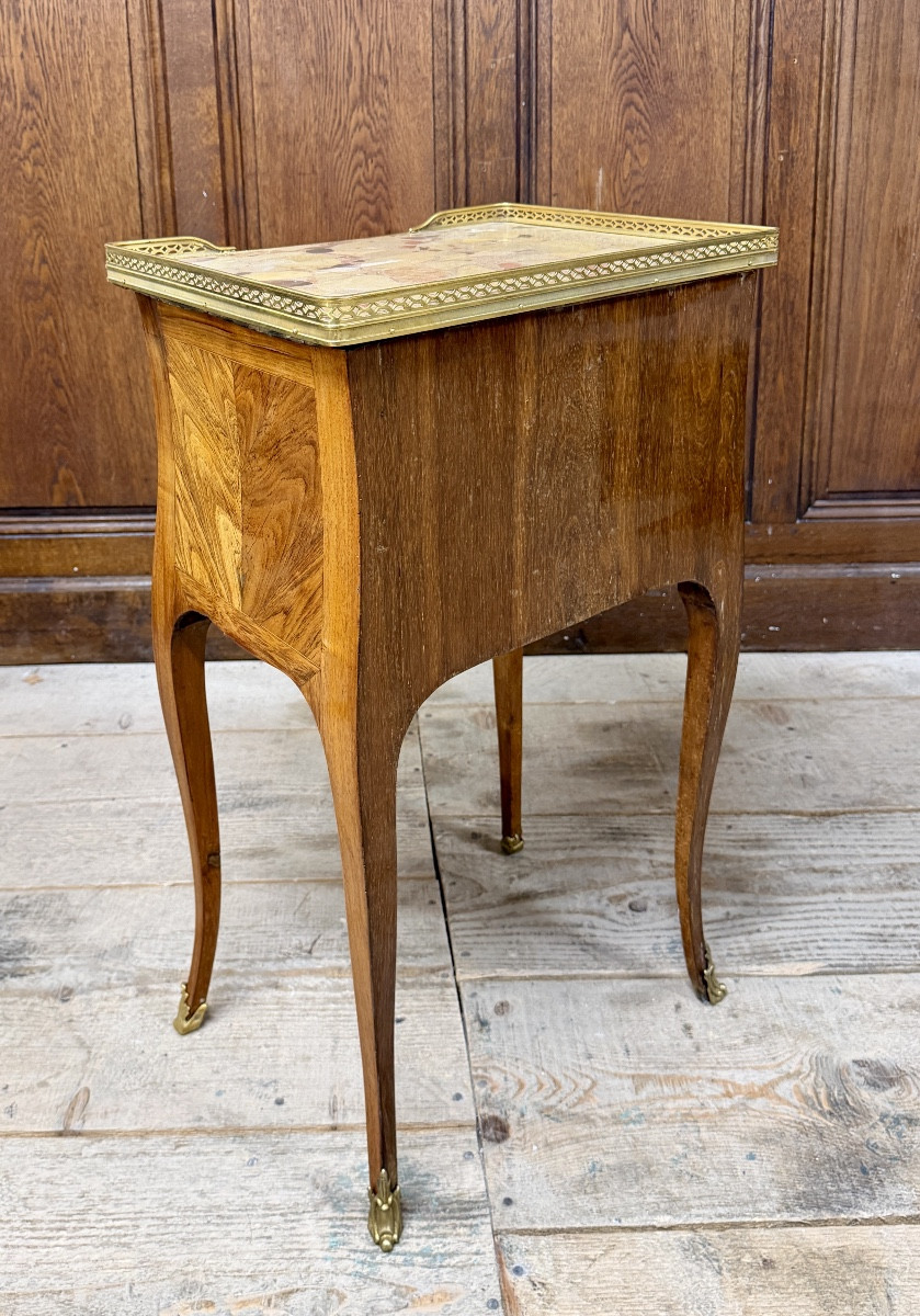 Table de salon ou chiffonnière en marqueterie d’époque Louis XV. XVIIIème siècle -photo-6