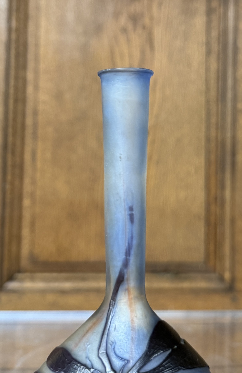 ÉMILE GALLÉ - VASE SOLIFLORE À LA LIBELLULE, ÉPOQUE ART NOUVEAU-photo-3