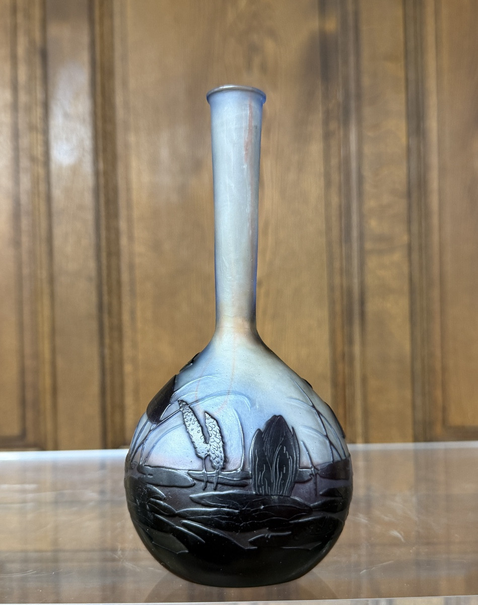 ÉMILE GALLÉ - VASE SOLIFLORE À LA LIBELLULE, ÉPOQUE ART NOUVEAU-photo-4