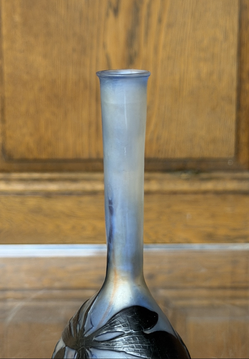 ÉMILE GALLÉ - VASE SOLIFLORE À LA LIBELLULE, ÉPOQUE ART NOUVEAU-photo-2