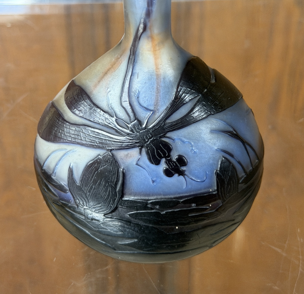 ÉMILE GALLÉ - VASE SOLIFLORE À LA LIBELLULE, ÉPOQUE ART NOUVEAU-photo-4