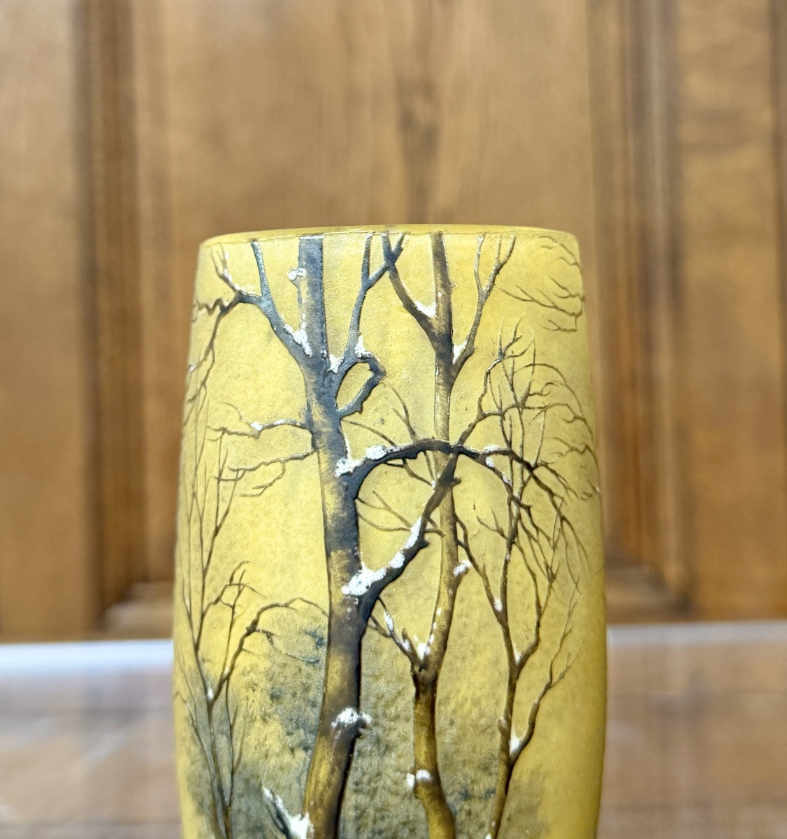 Daum Nancy - VASE GOBELET À DÉCOR DE PAYSAGE SOUS LA NEIGE, EPOQUE ART NOUVEAU-photo-4