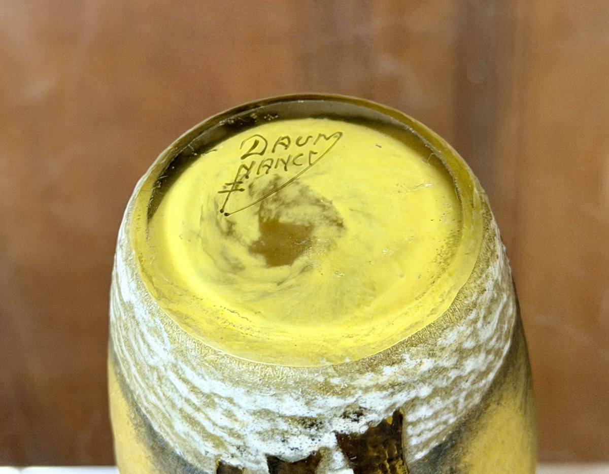 Daum Nancy - VASE GOBELET À DÉCOR DE PAYSAGE SOUS LA NEIGE, EPOQUE ART NOUVEAU-photo-5