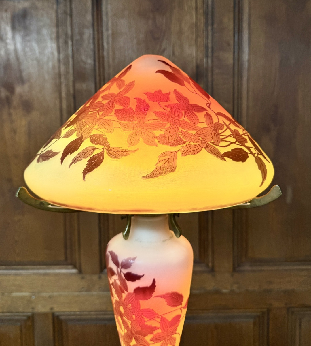 Émile Gallé - Lampe champignon à décor de clématites, Art Nouveau -photo-4