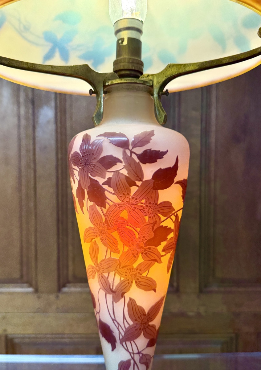 Émile Gallé - Lampe champignon à décor de clématites, Art Nouveau -photo-6