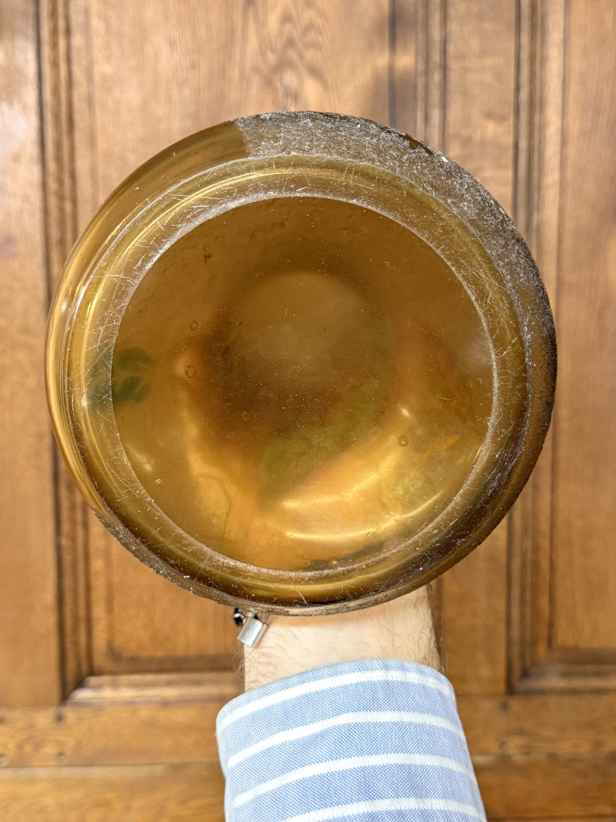 Cristallerie Emile Gallé - Vase aux chrysanthème En Verre émaillé Et Doré d'époque Art Nouveau -photo-7