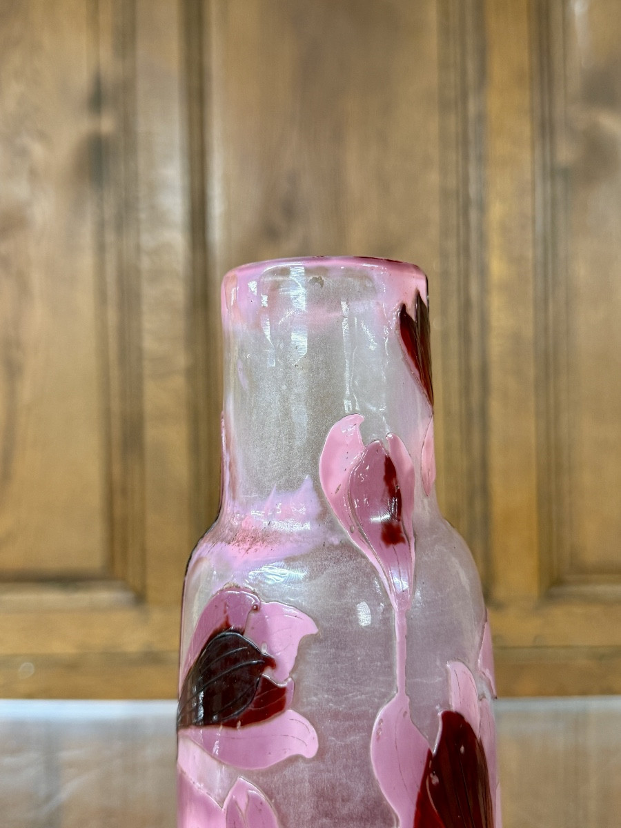 Émile Gallé - Rare vase poli au feu aux crocus. Époque Art Nouveau-photo-4