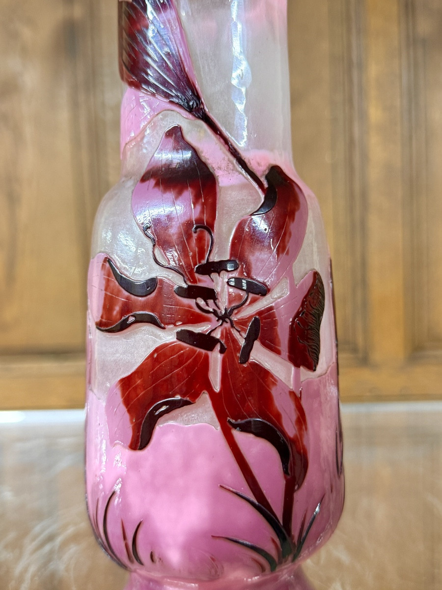 Émile Gallé - Rare vase poli au feu aux crocus. Époque Art Nouveau-photo-4