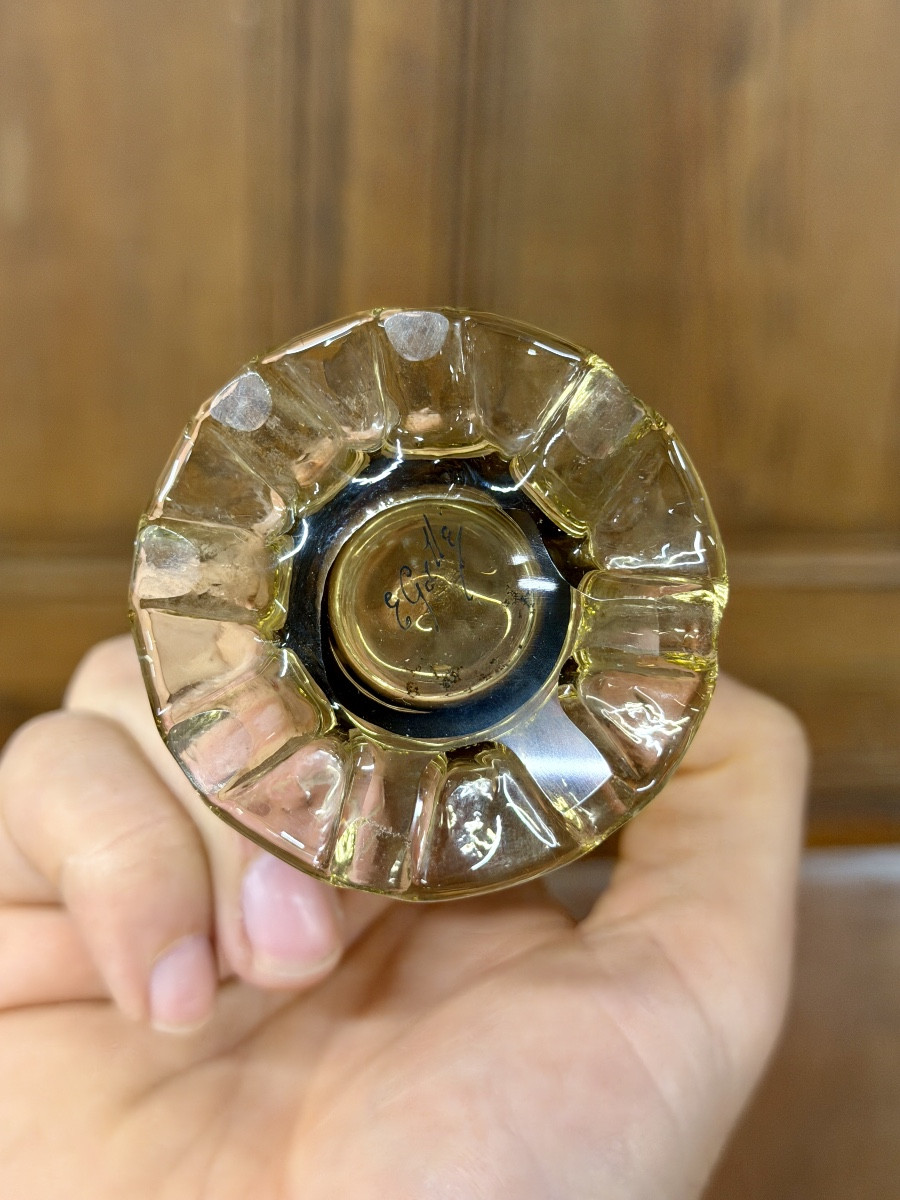 Emile Gallé - Small Enamelled Glass Vase With Thistle Decoration, Art Nouveau Period-photo-3