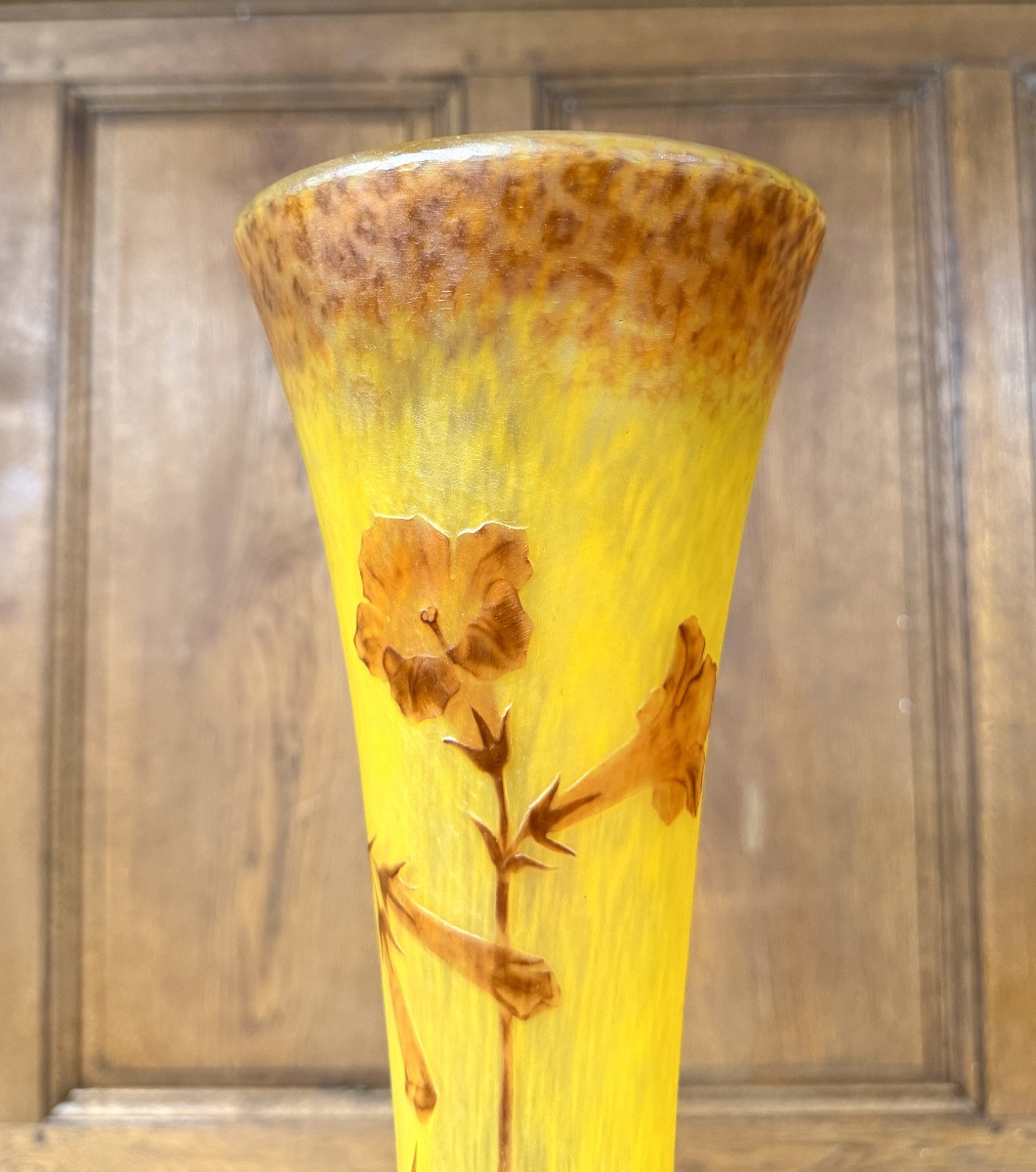 Daum Nancy - important vase à décor de fleurs de tabac. Époque Art Nouveau-photo-3