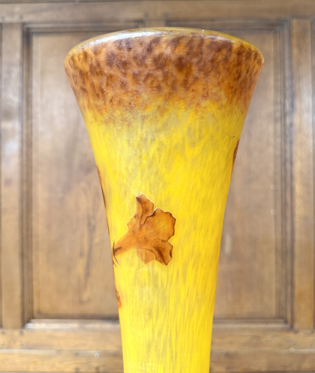 Daum Nancy - important vase à décor de fleurs de tabac. Époque Art Nouveau-photo-4