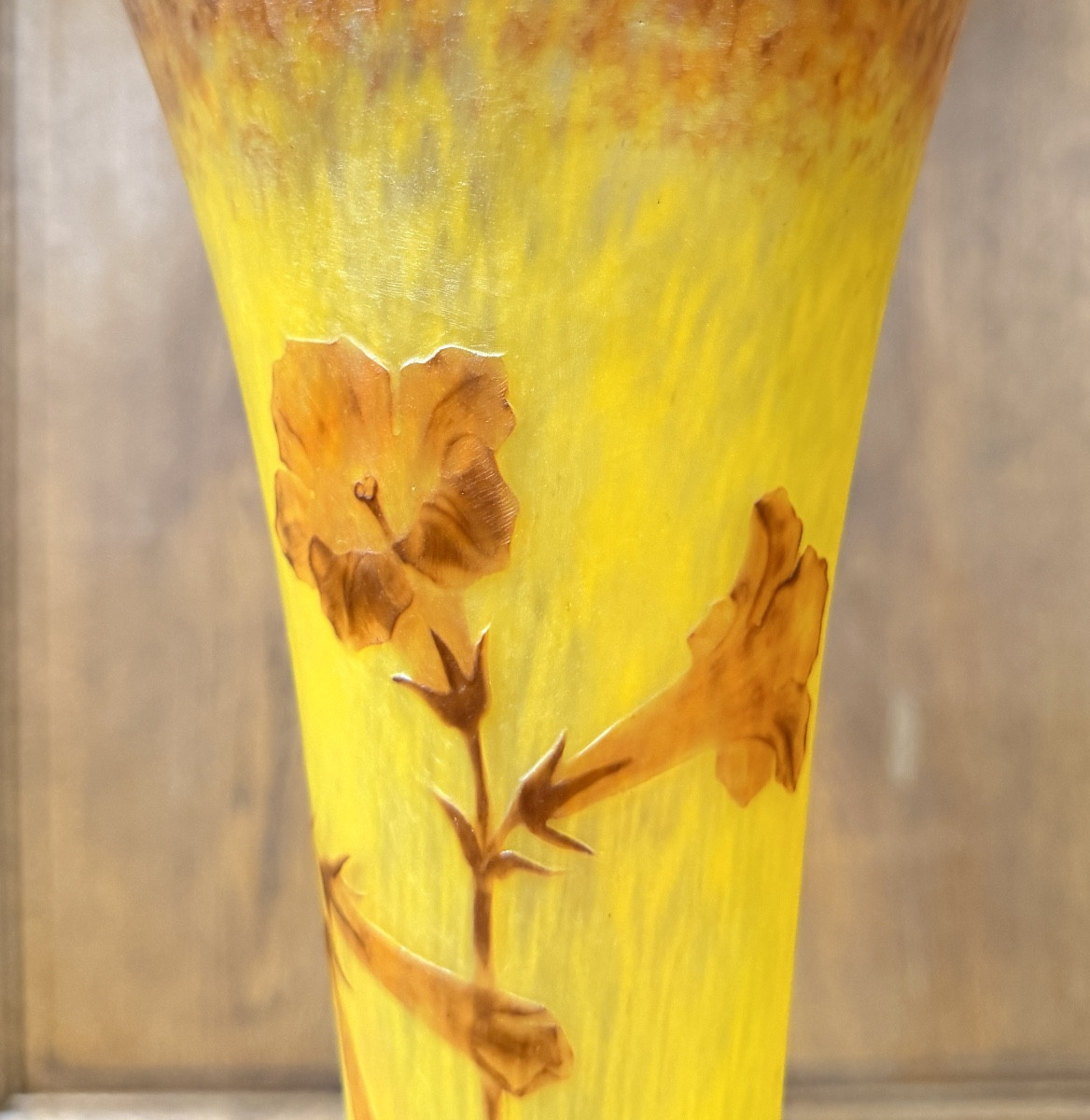 Daum Nancy - important vase à décor de fleurs de tabac. Époque Art Nouveau-photo-2