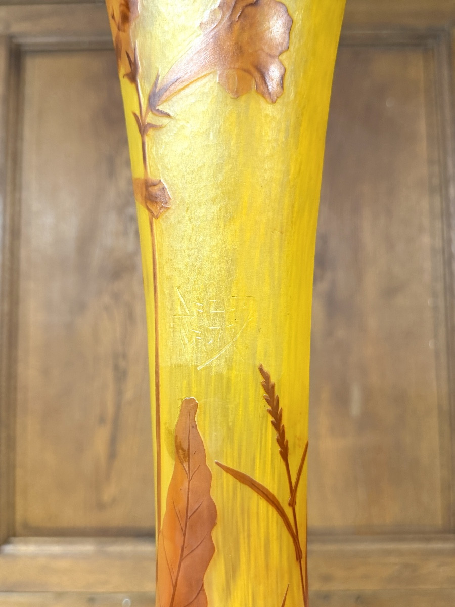 Daum Nancy - important vase à décor de fleurs de tabac. Époque Art Nouveau-photo-3