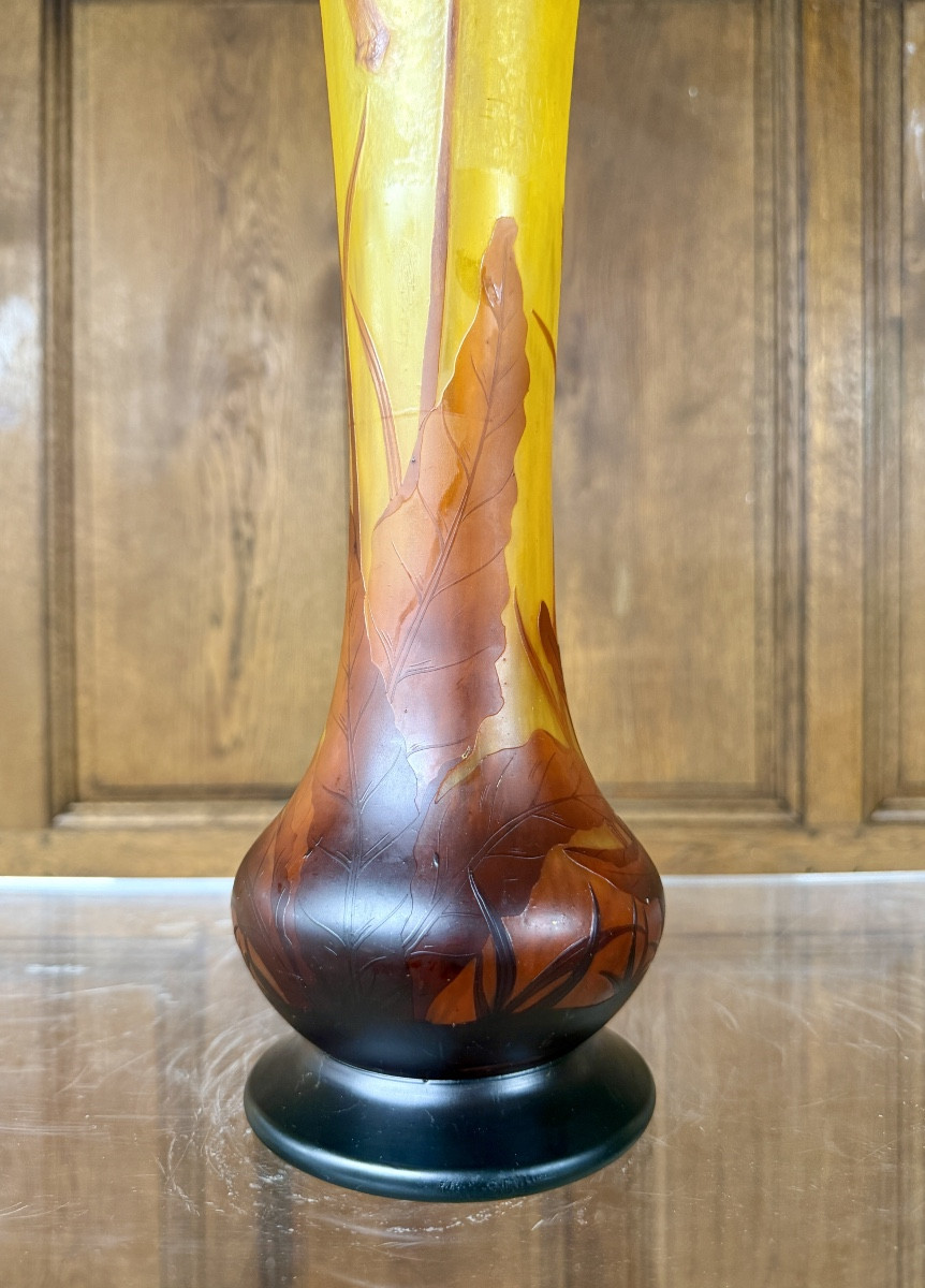 Daum Nancy - important vase à décor de fleurs de tabac. Époque Art Nouveau-photo-5