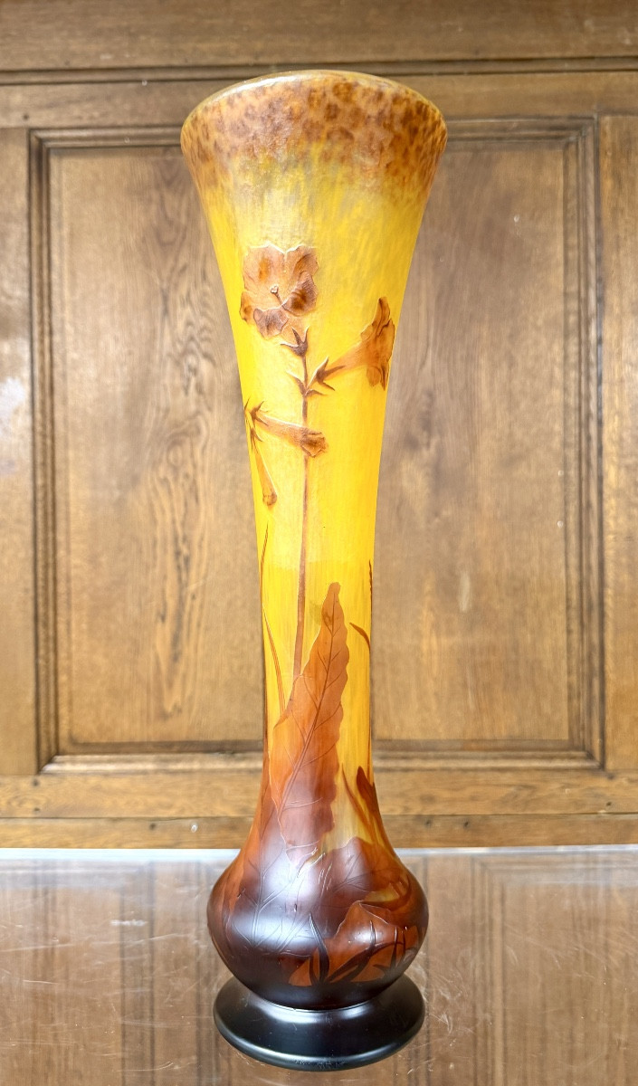 Daum Nancy - important vase à décor de fleurs de tabac. Époque Art Nouveau
