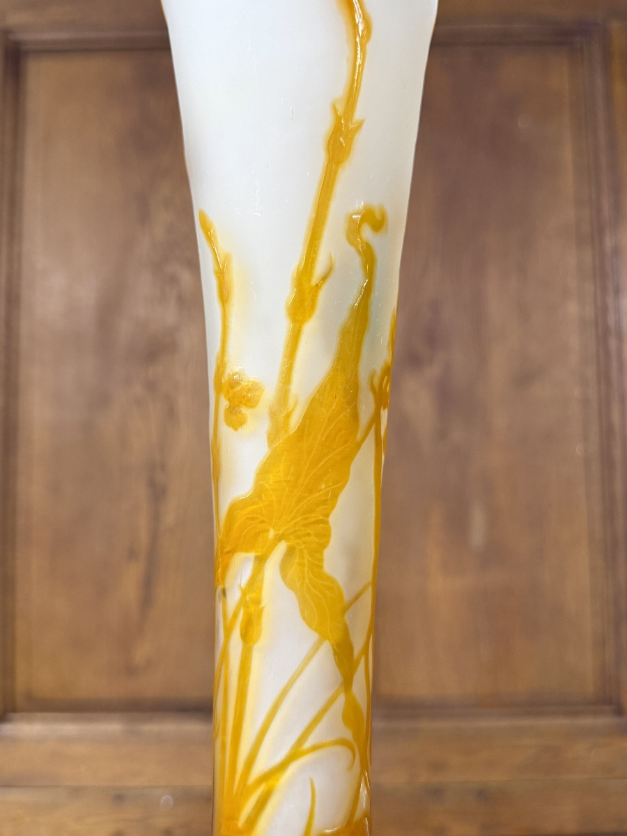 émile Gallé - Beautiful Diabolo Vase With Dragonfly. Art Nouveau Period-photo-2