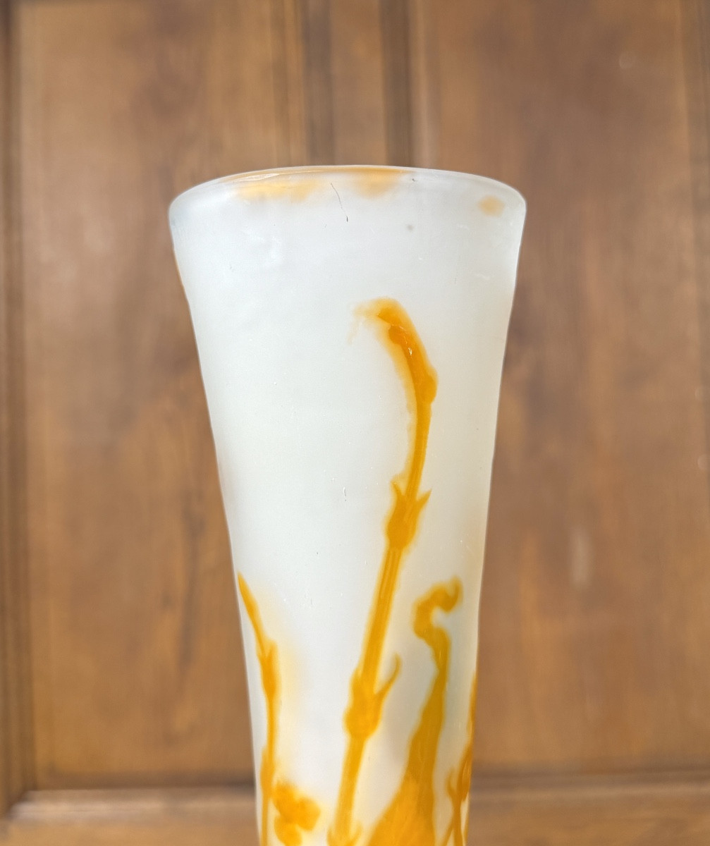 émile Gallé - Beautiful Diabolo Vase With Dragonfly. Art Nouveau Period-photo-3