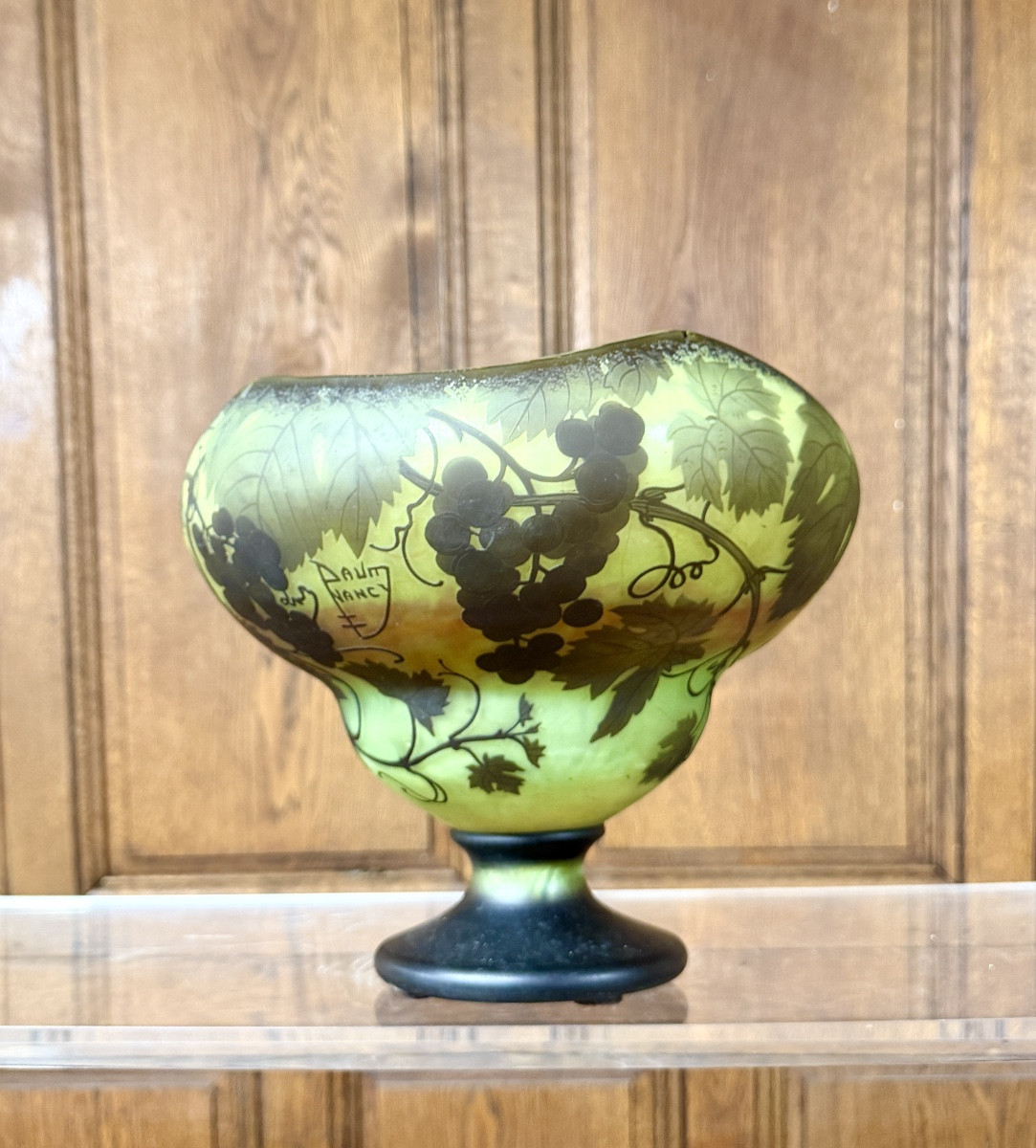 Daum Nancy - grande coupe polylobée aux vignes. Époque Art Nouveau -photo-3