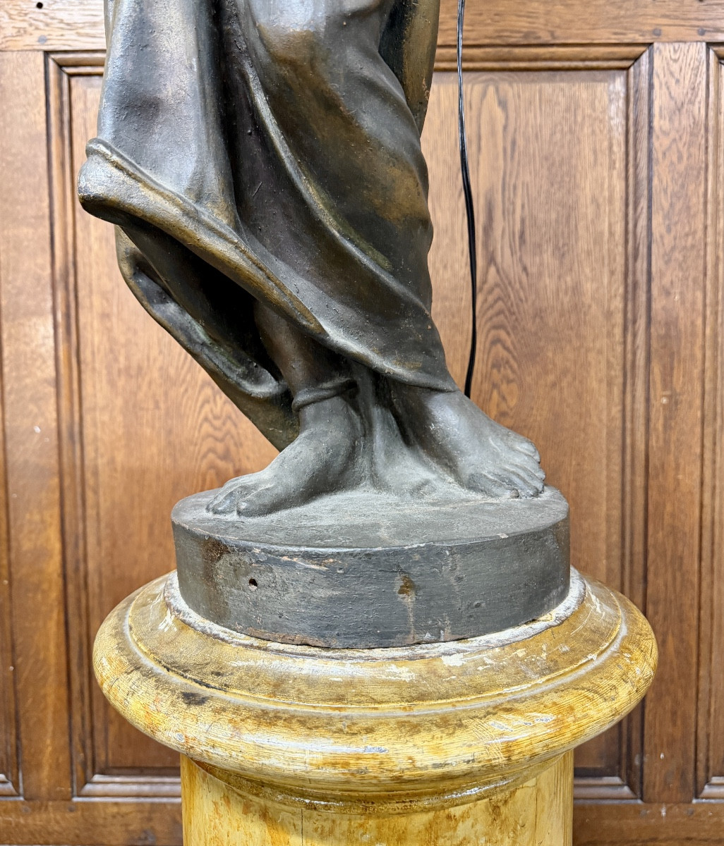 Statue de femme orientale en fonte de fer, torchère d’époque Napoléon III-photo-2