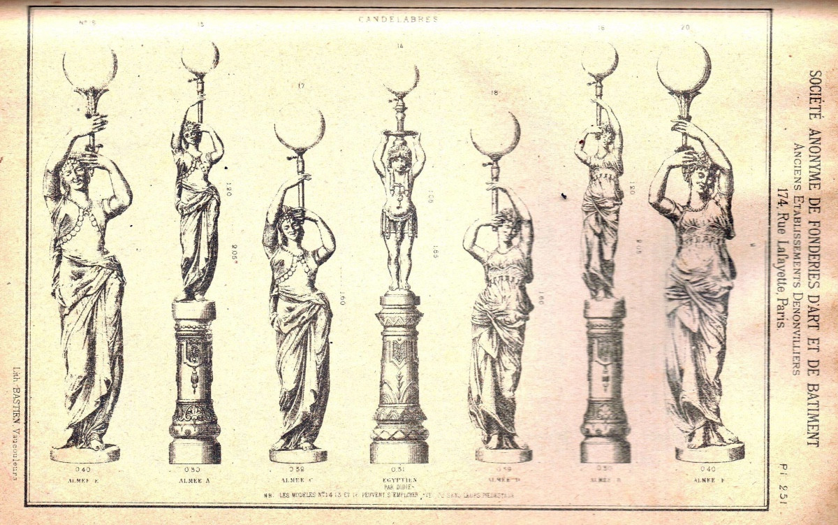 Statue de femme orientale en fonte de fer, torchère d’époque Napoléon III-photo-5