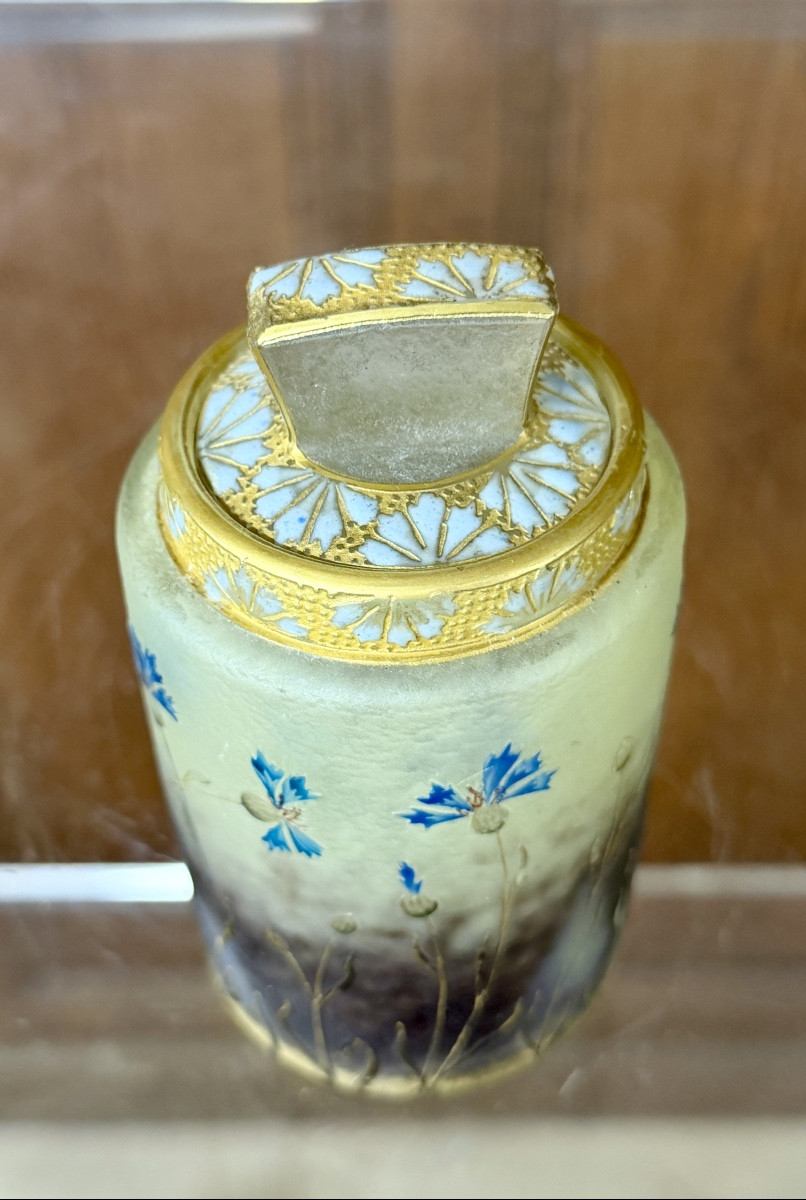 Daum Nancy - Cornflower Bottle Enhanced With Gold. Art Nouveau Period-photo-3