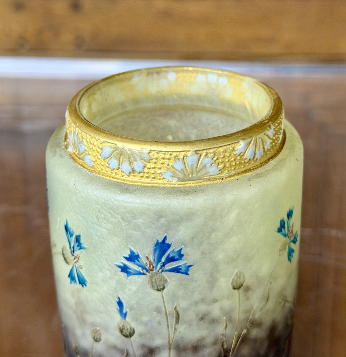 Daum Nancy - Cornflower Bottle Enhanced With Gold. Art Nouveau Period-photo-7