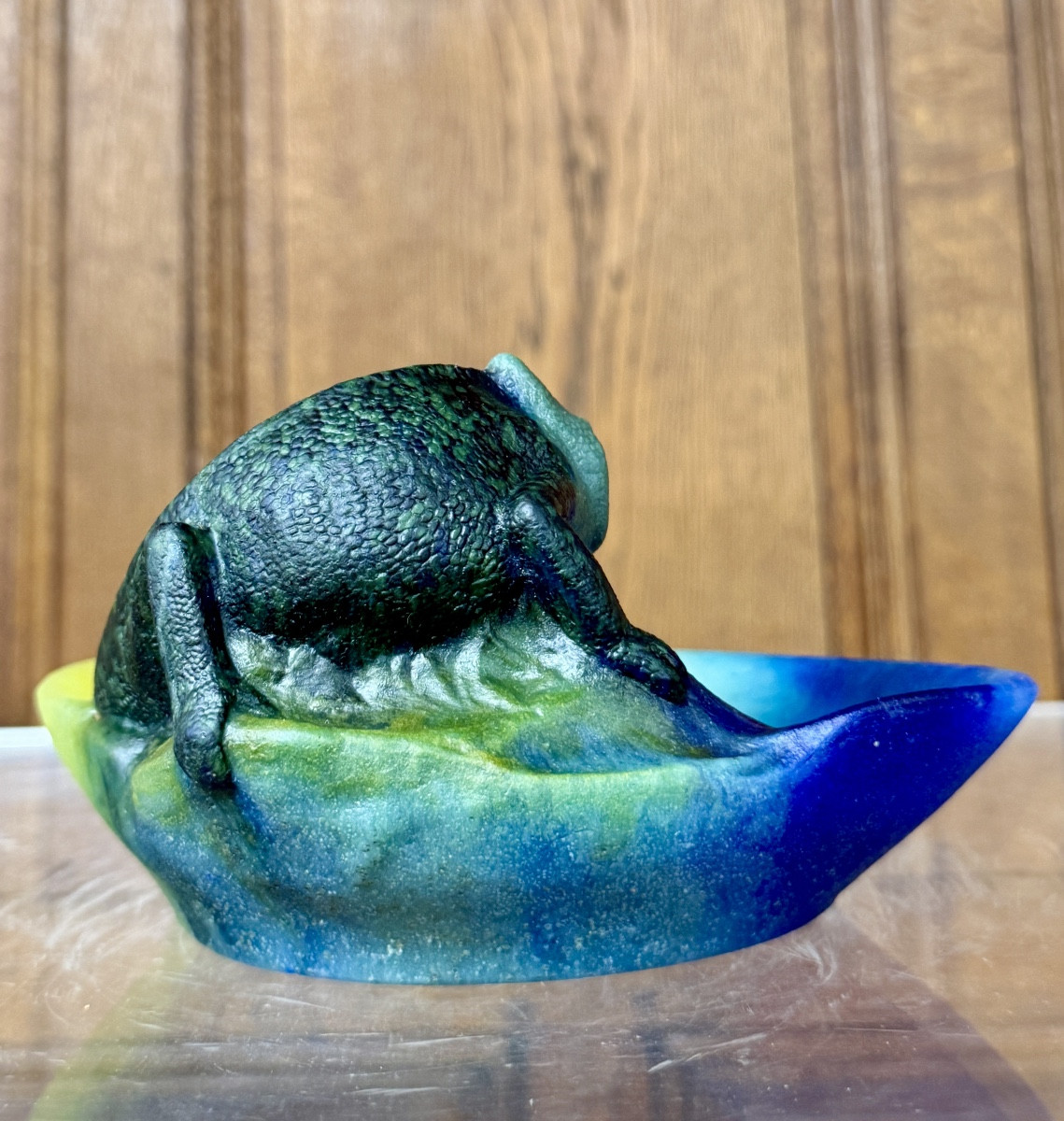 Amalric Walter - Vide poche au caméléon en pâte de verre. Époque Art Nouveau -photo-3