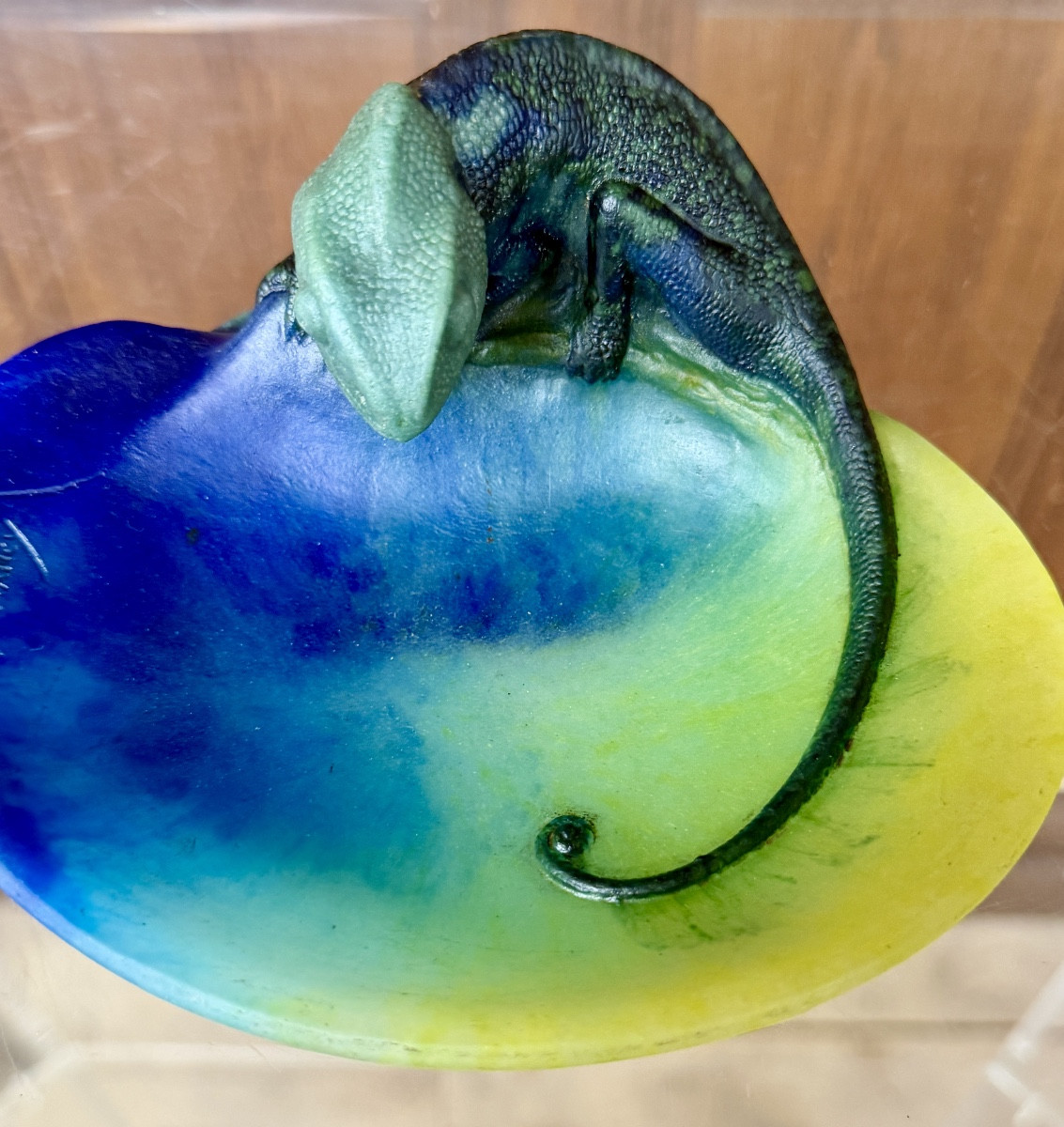 Amalric Walter - Vide poche au caméléon en pâte de verre. Époque Art Nouveau -photo-7