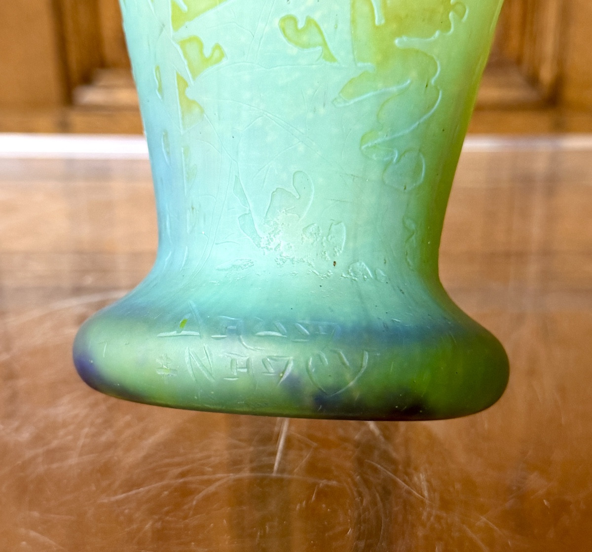 Daum Nancy - vase à cabochons aux pissenlits dents de lion. Époque Art Nouveau -photo-4