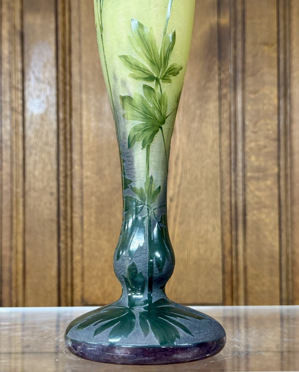 Daum Nancy - grand vase aux ancolies, époque Art Nouveau -photo-3