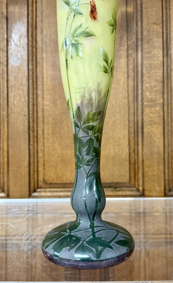 Daum Nancy - grand vase aux ancolies, époque Art Nouveau -photo-4