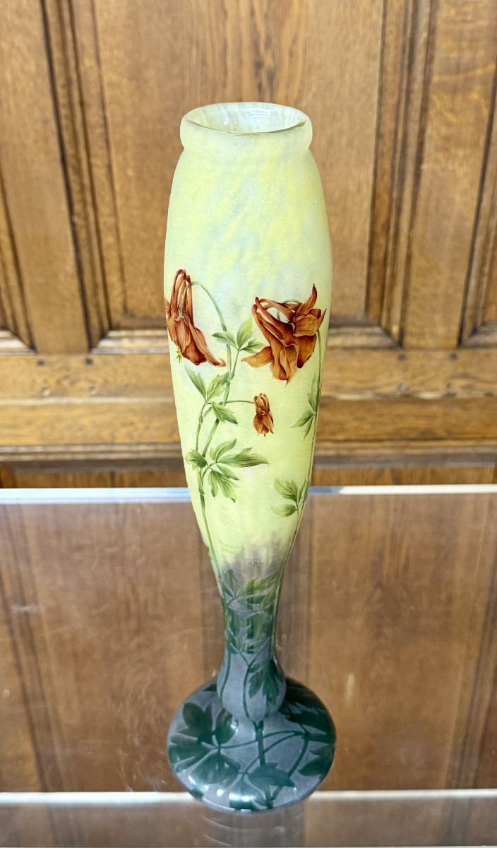 Daum Nancy - grand vase aux ancolies, époque Art Nouveau -photo-6