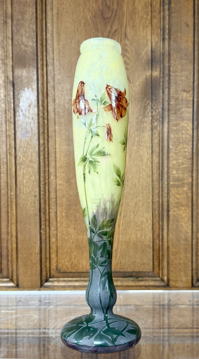 Daum Nancy - grand vase aux ancolies, époque Art Nouveau -photo-7
