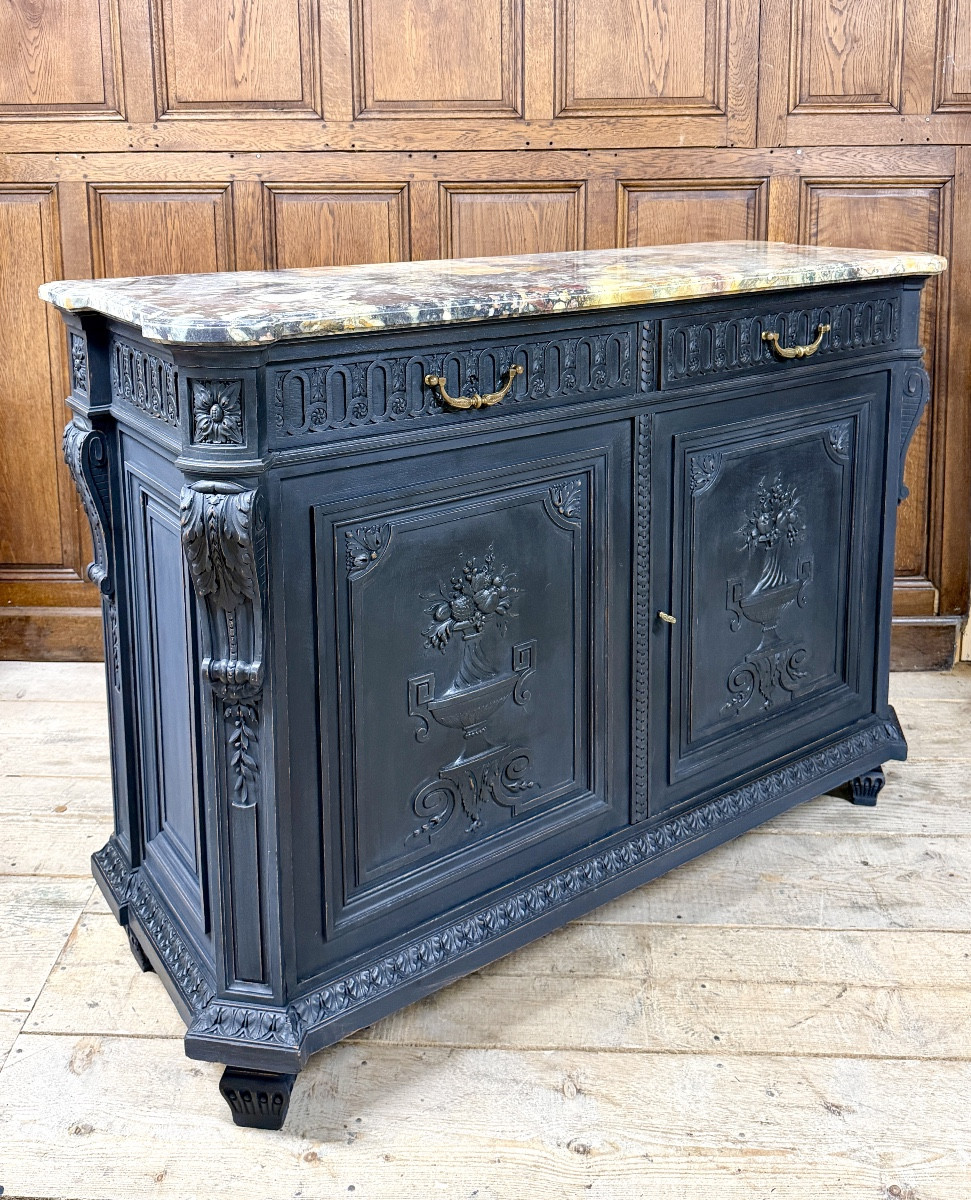 Krieger Paris - Meuble d’appui ou Buffet en bois laqué d’époque Napoléon III. Commode -photo-3