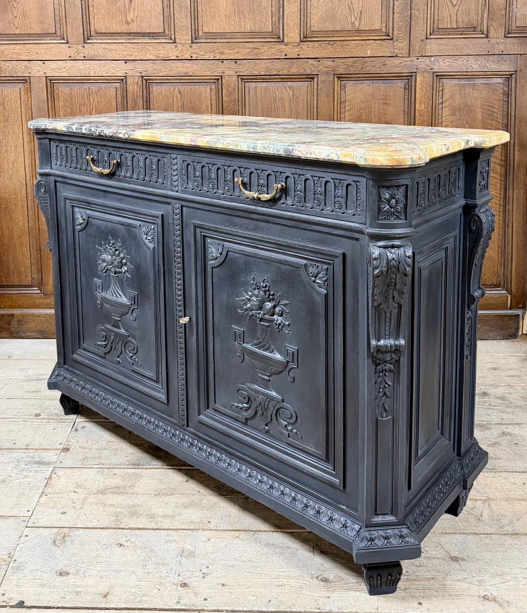 Krieger Paris - Meuble d’appui ou Buffet en bois laqué d’époque Napoléon III. Commode -photo-1