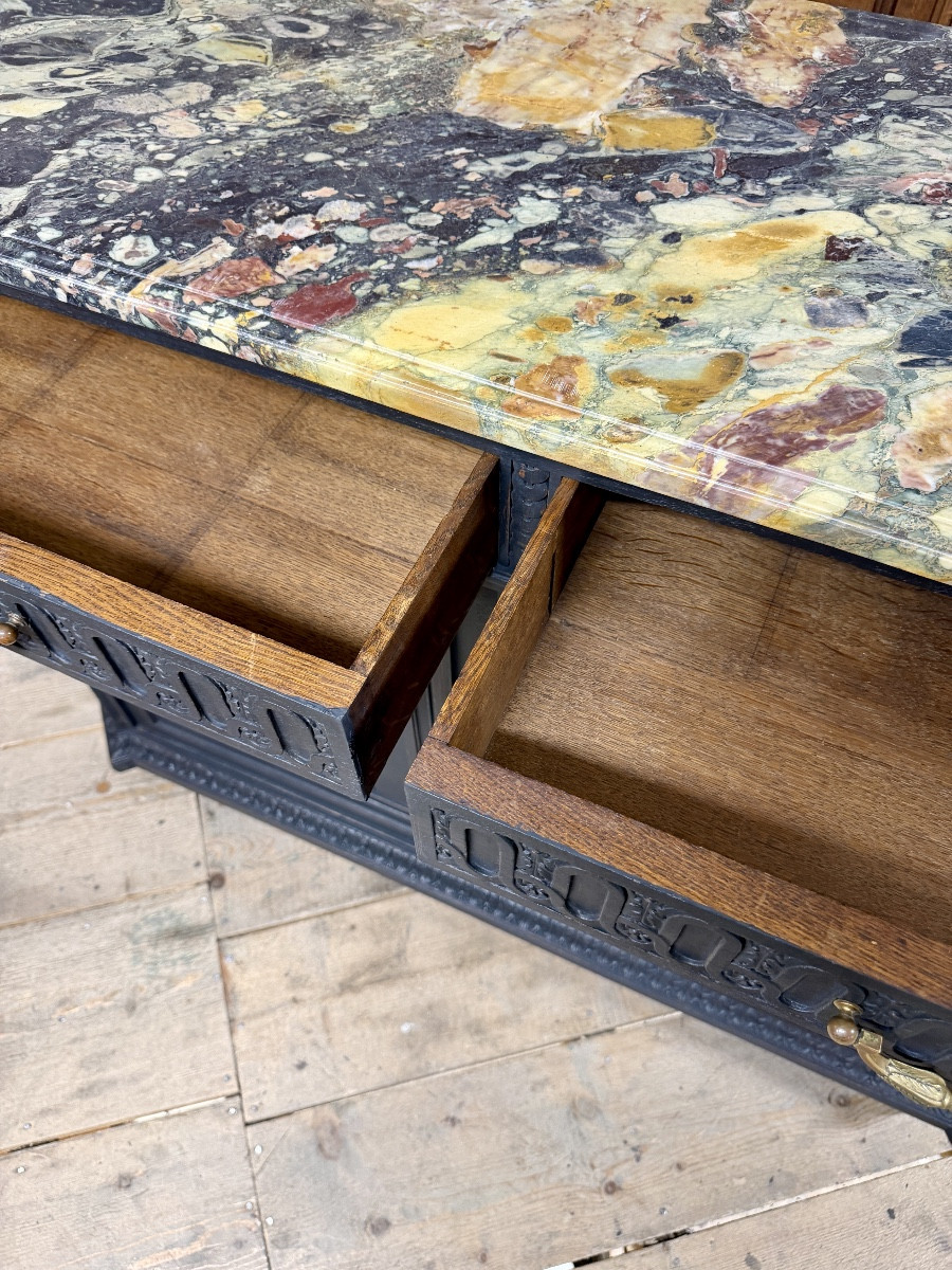 Krieger Paris - Meuble d’appui ou Buffet en bois laqué d’époque Napoléon III. Commode -photo-3