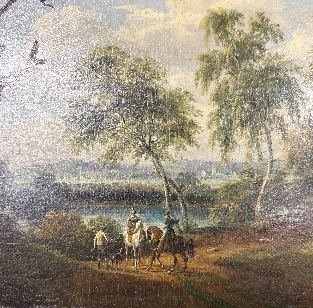 Lazare Bruandet (1755-1804) - Riders In The Forest. Oil On Panel 19th Century-photo-3