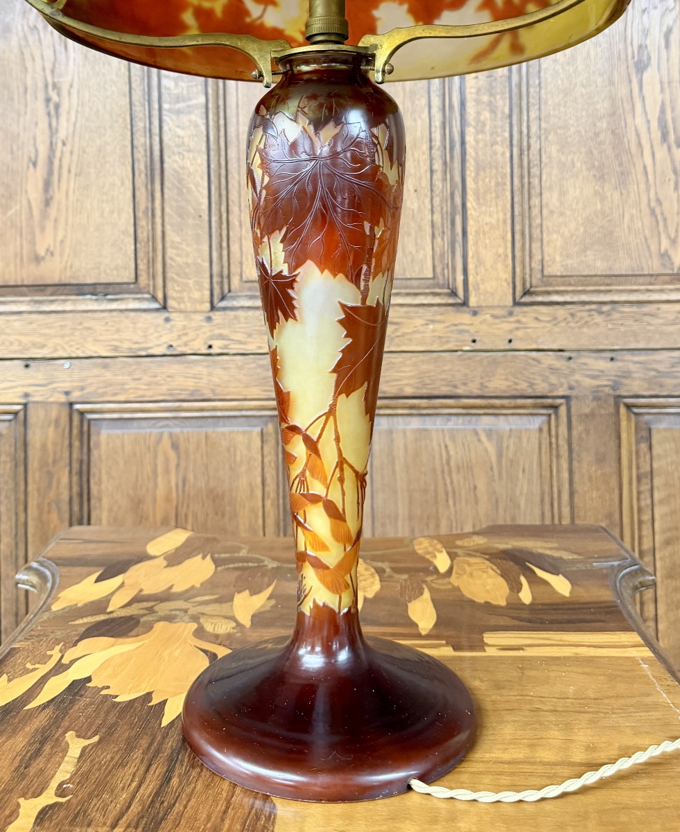 émile Gallé - Mushroom Lamp With Maple Leaves, Art Nouveau Period-photo-4