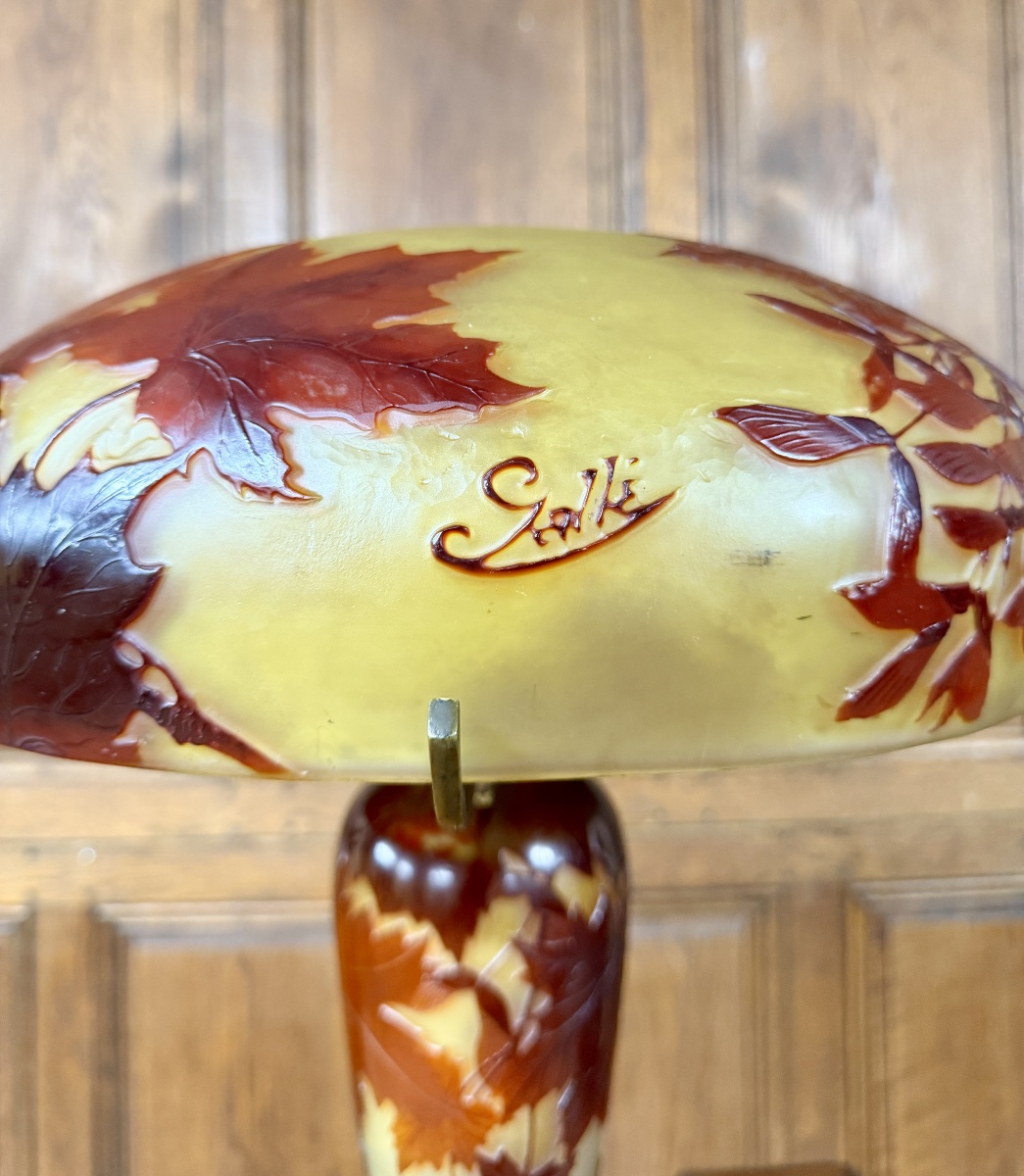 émile Gallé - Mushroom Lamp With Maple Leaves, Art Nouveau Period-photo-2