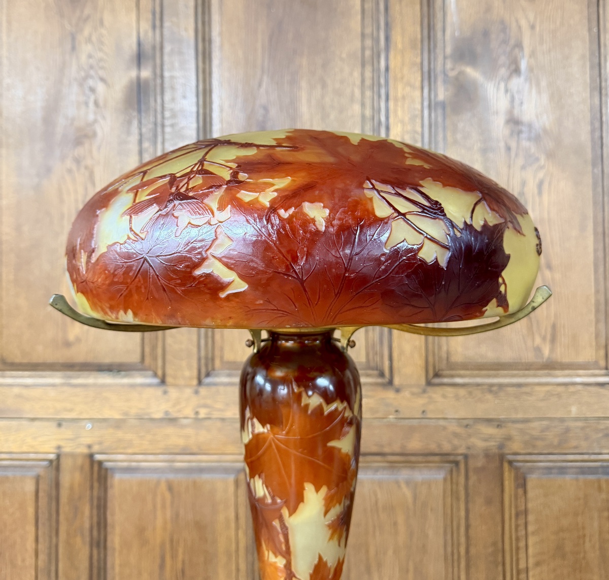 émile Gallé - Mushroom Lamp With Maple Leaves, Art Nouveau Period-photo-4