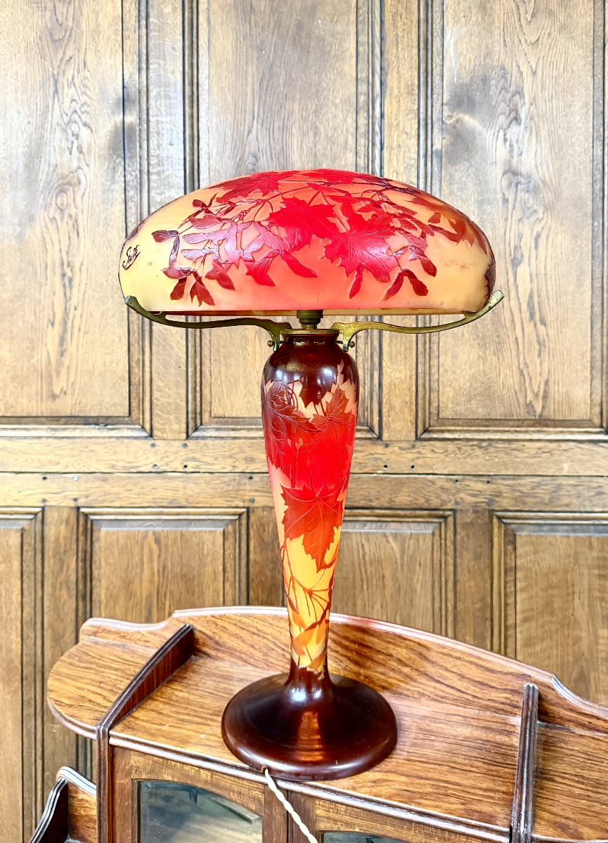 émile Gallé - Mushroom Lamp With Maple Leaves, Art Nouveau Period-photo-7