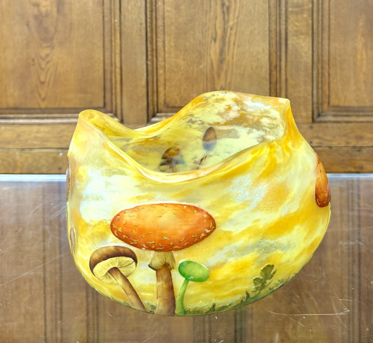 Daum Nancy - Rare Vase Or Bowl With Mushroom Design. Art Nouveau Period-photo-2