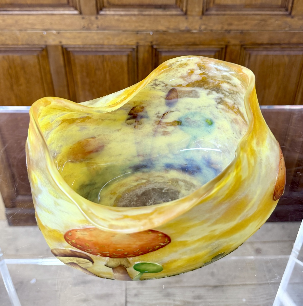 Daum Nancy - Rare Vase Or Bowl With Mushroom Design. Art Nouveau Period-photo-5
