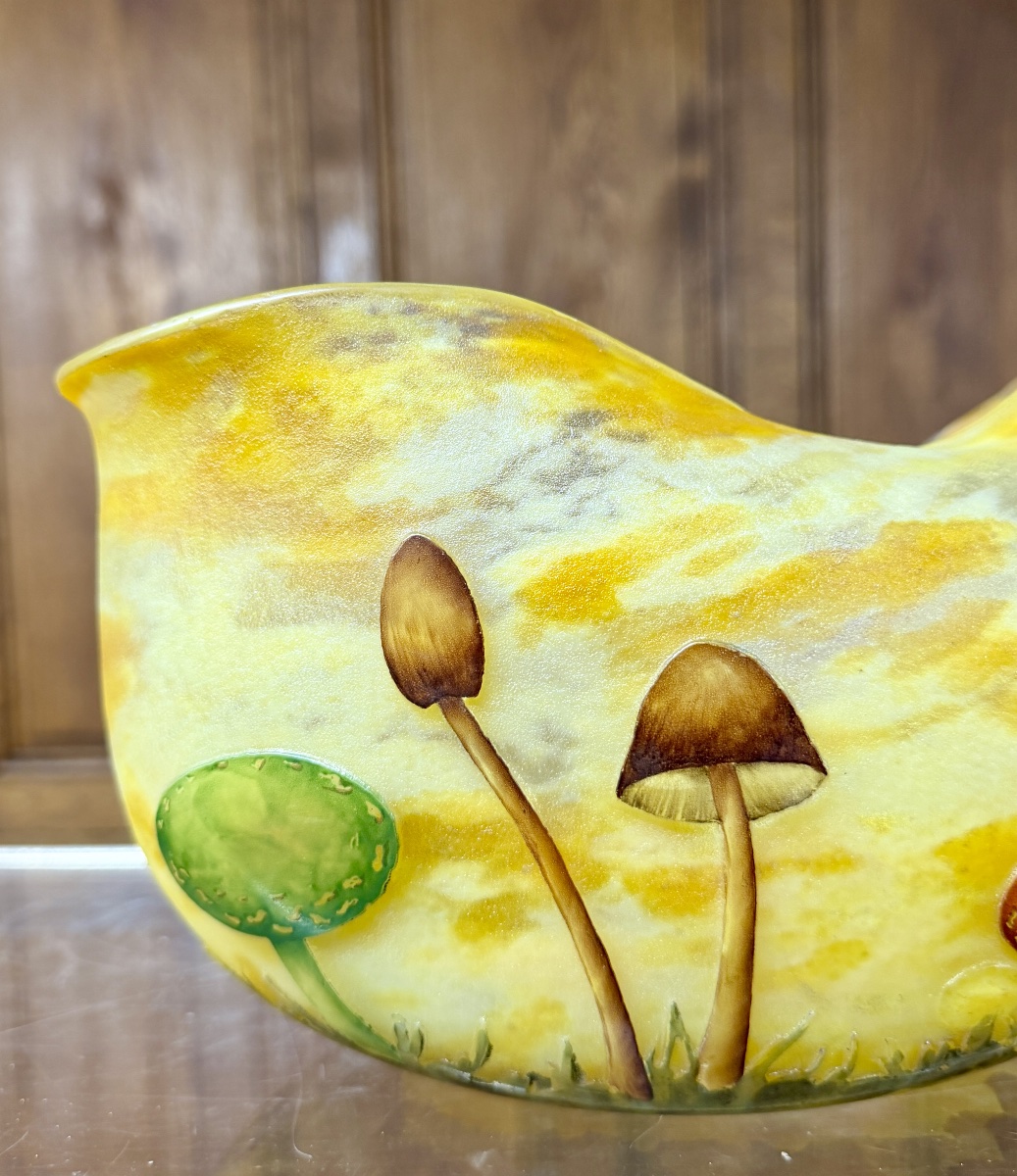 Daum Nancy - Rare Vase Or Bowl With Mushroom Design. Art Nouveau Period-photo-8