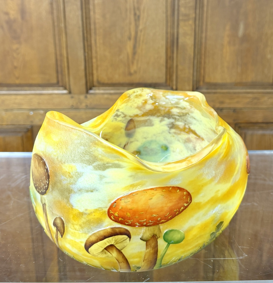 Daum Nancy - Rare Vase Or Bowl With Mushroom Design. Art Nouveau Period