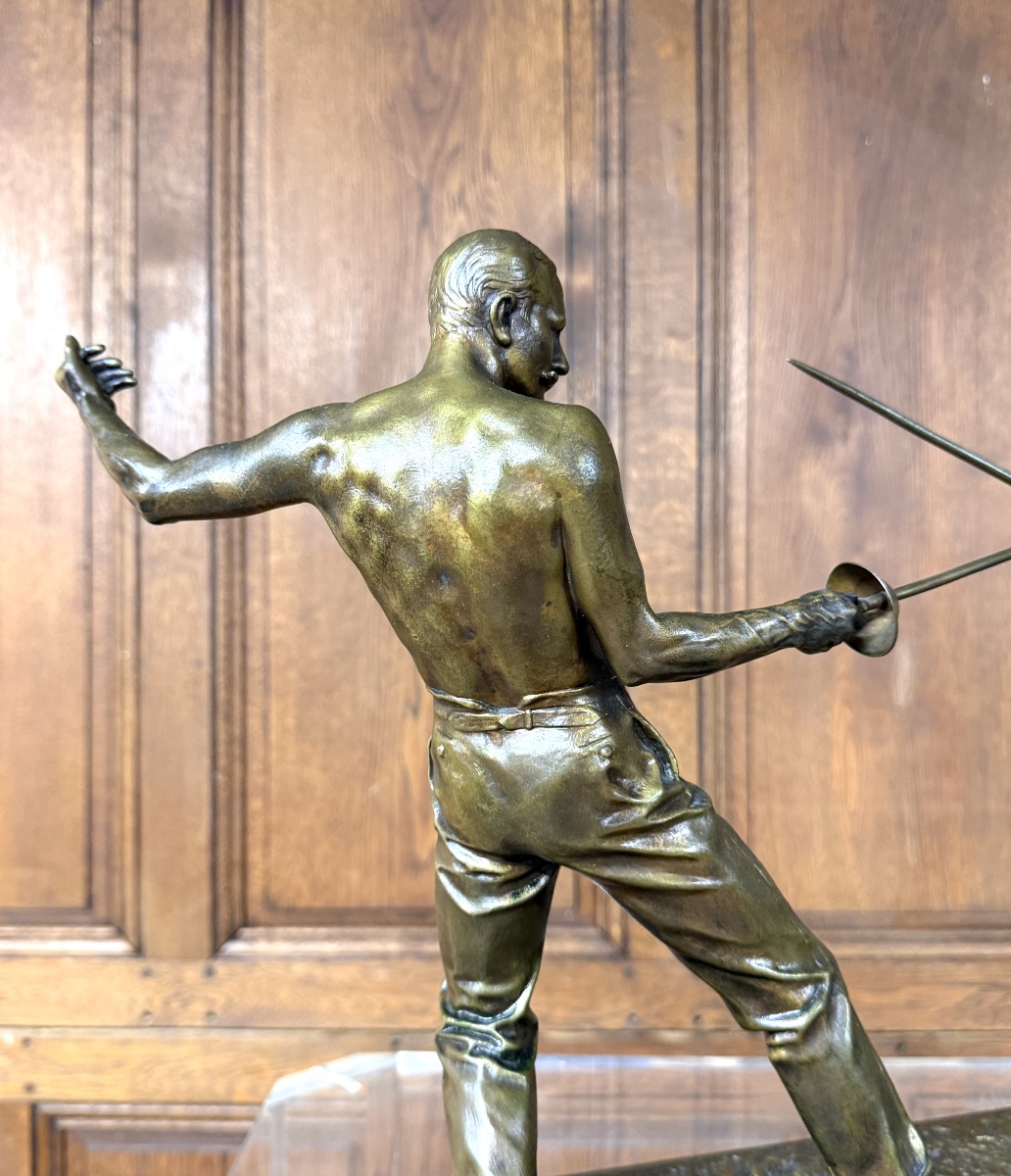 Nicolas Mayer - bronze d’escrime intitulé « Le Duel » , fin XIXème, 1887-photo-5