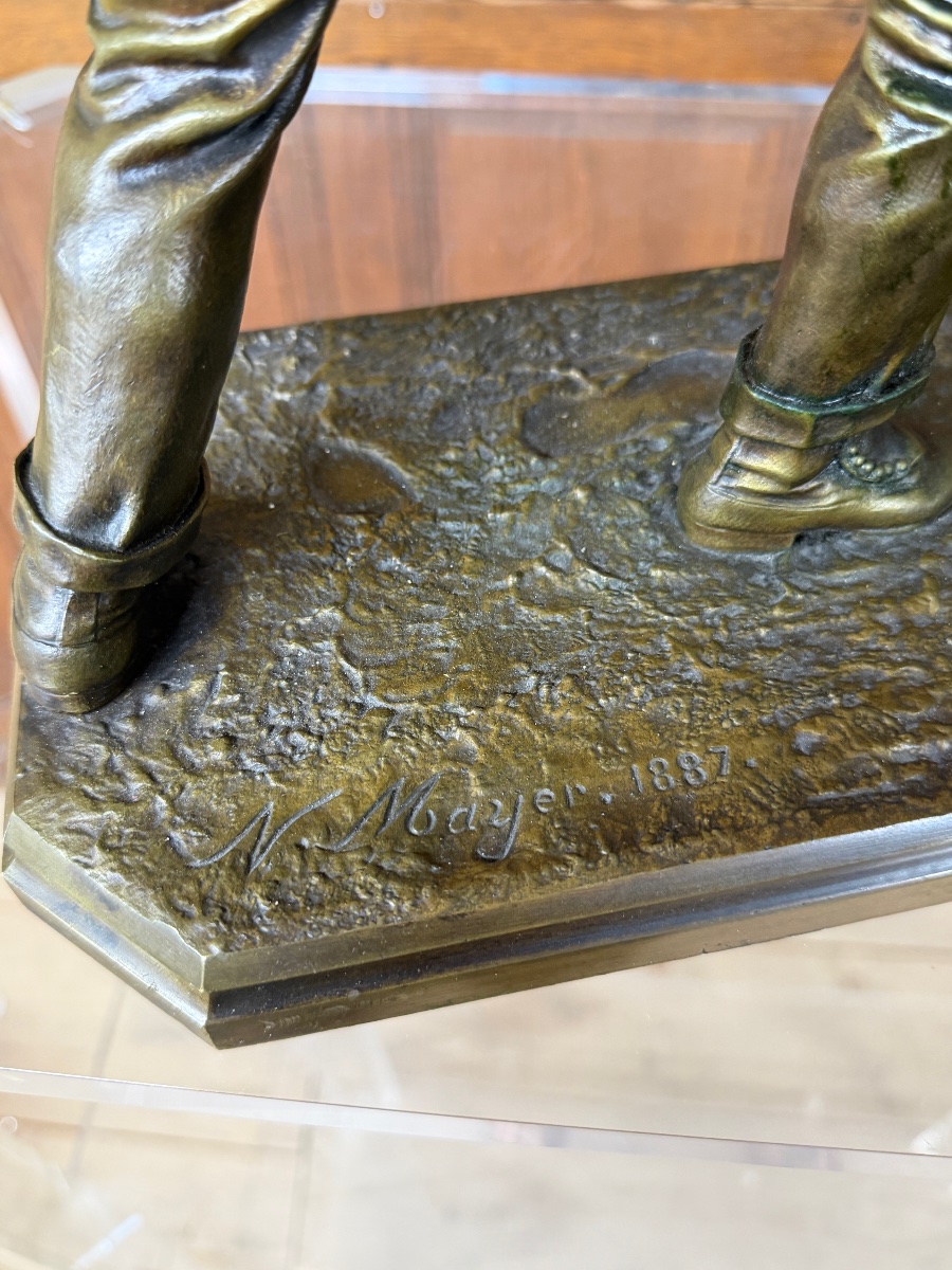 Nicolas Mayer - bronze d’escrime intitulé « Le Duel » , fin XIXème, 1887-photo-6