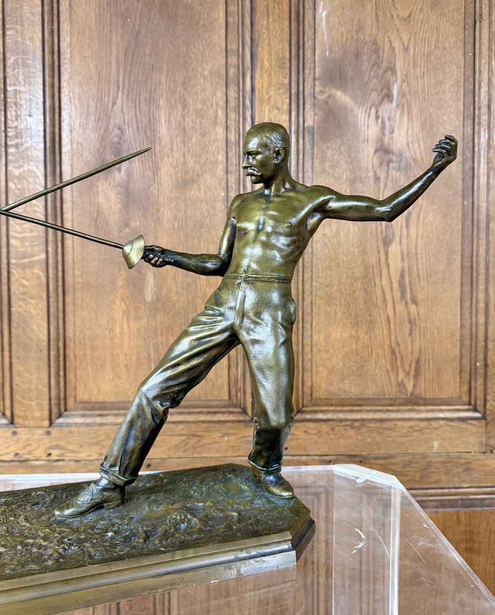 Nicolas Mayer - bronze d’escrime intitulé « Le Duel » , fin XIXème, 1887-photo-7