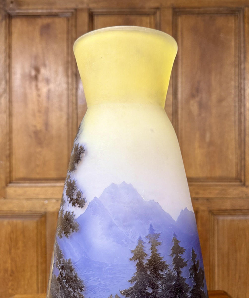 émile Gallé - Large Vase Decorated With Vosges Landscapes. Art Nouveau Period-photo-4